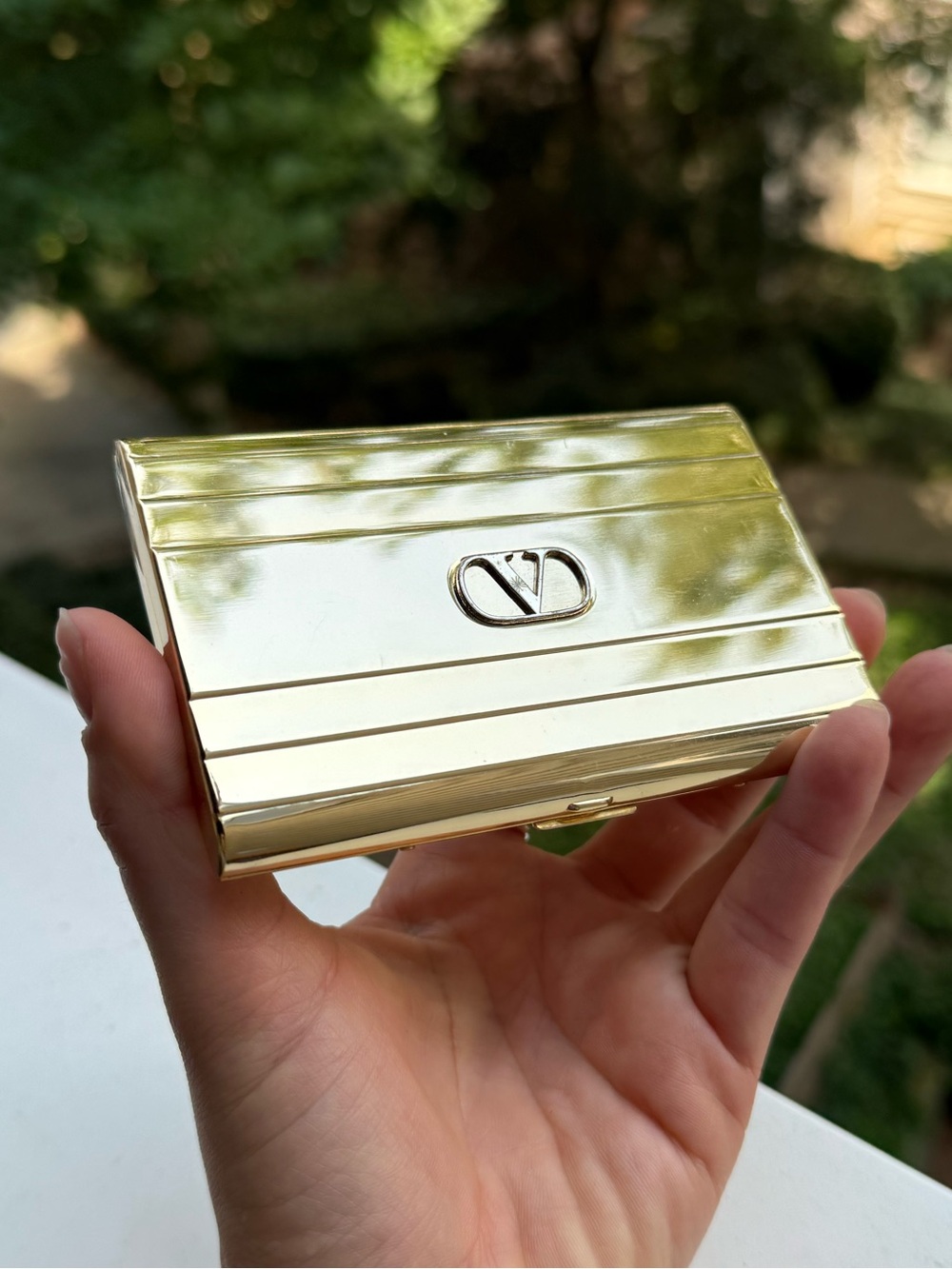 Valentino Gold Plated Metal Card & Key Case